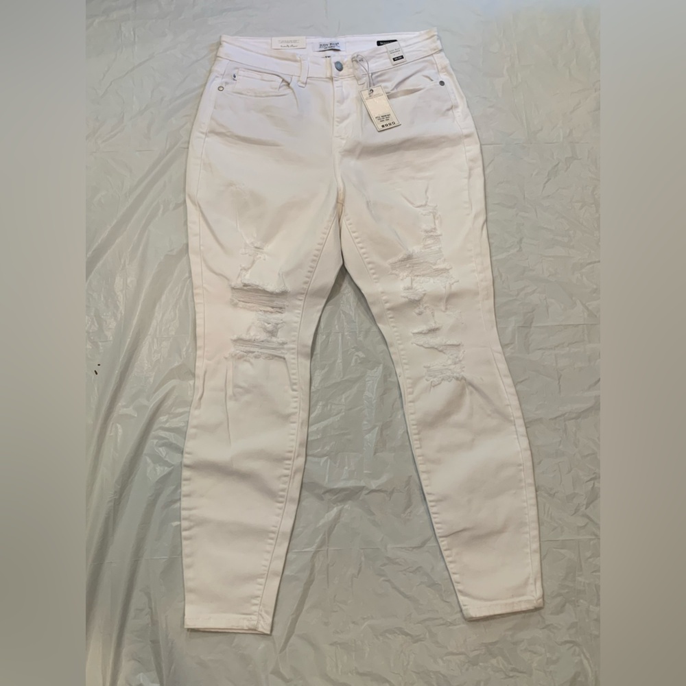 Judy Blue Skinny Fit Mid Rise White Destroyed Women's Jeans Size 16W